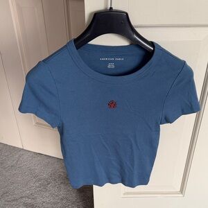 American Eagle Outfitters Slate Blue Crew Neck Tee